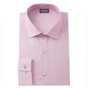 Kenneth Cole Unlisted Men's Slim-Fit Solid Dress Shirt Pink Size 34-35